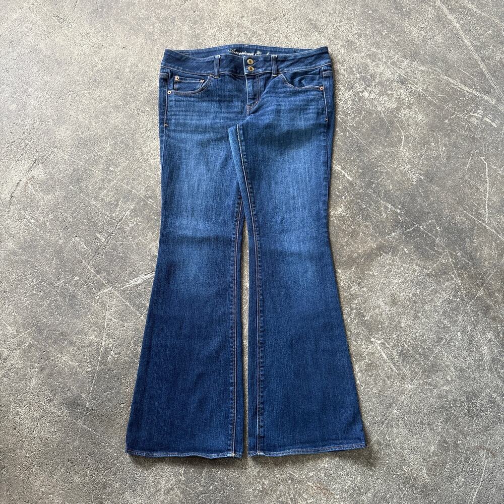 Vintage American Eagle Low Rise Flare Jeans Womens 12 Blue Artist Bell Bottom